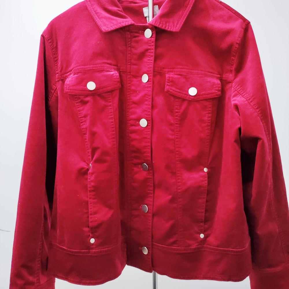 Chico's Vibrant Red Velvet-Like Jacket
